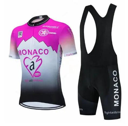 Purple Men Short Sleeve Suspender Cycling Suit