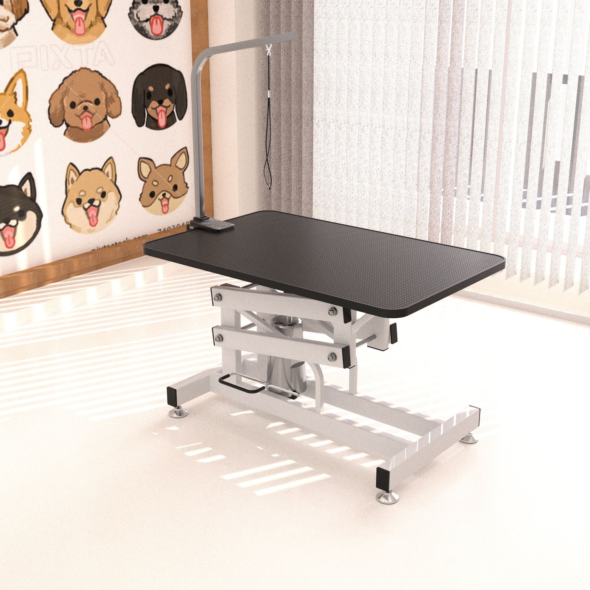 Hydraulic Dog Grooming Table Z-Lift Heavy Duty Big Size Black/White HouseOfZazla on Tampa Home & Garden Store