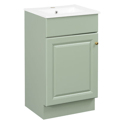 Bathroom vanity with sink in sage green, white top, brass knob by HouseOfZazla on Tampa Home & Garden Store