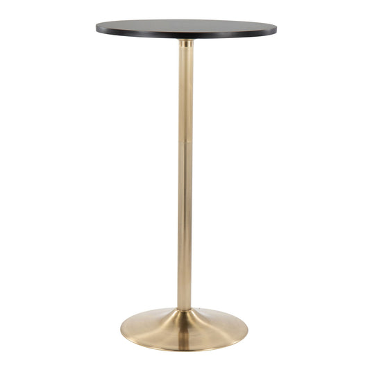 Pebble adjustable height table with dark wood top and brass pedestal base by HouseOfZazla on Tampa Home & Garden Store
