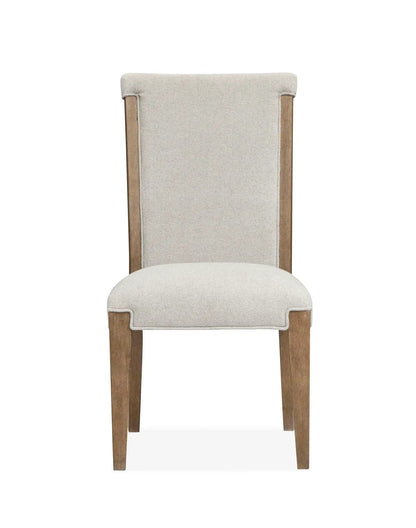 Plum Creek upholstered side chair set of 2 in cream fabric with wood legs on Tampa Home & Garden Store