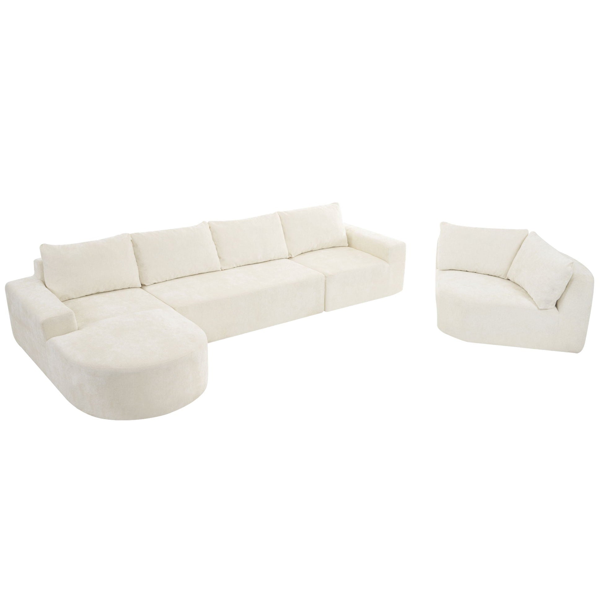 Modular Cloud Sectional Sofa Set U-shaped cream fabric with deep seats by HouseOfZazla on Tampa Home & Garden Store