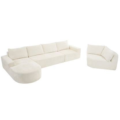 Modular Cloud Sectional Sofa Set U-shaped cream fabric with deep seats by HouseOfZazla on Tampa Home & Garden Store