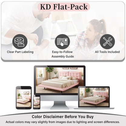 Queen Size Upholstered Bed Frame with Led Lights