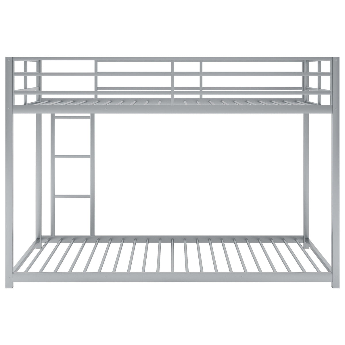 Metal bunk bed, low profile with ladder, gray steel frame HouseOfZazla on Tampa Home & Garden Store