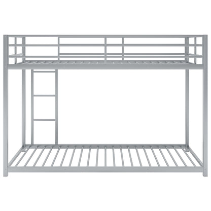 Metal bunk bed, low profile with ladder, gray steel frame HouseOfZazla on Tampa Home & Garden Store
