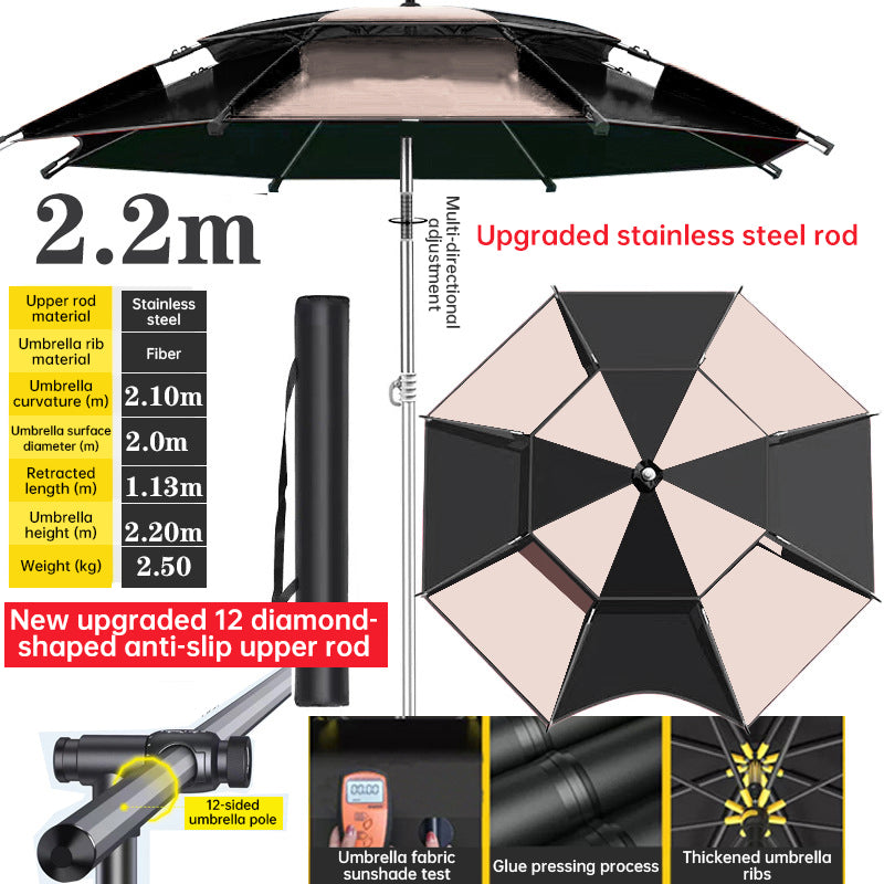 360° adjustable fishing sun umbrella: anti-UV, rainproof, portable large outdoor shade. - Tampa Home & Garden Store