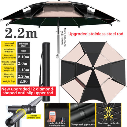 360° adjustable fishing sun umbrella: anti-UV, rainproof, portable large outdoor shade. - Tampa Home & Garden Store