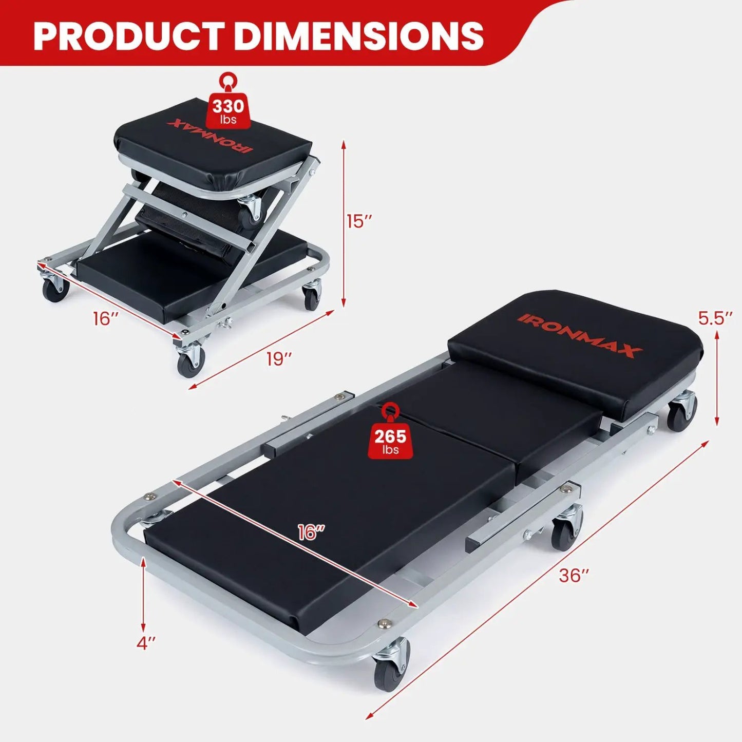 2-in-1 Mechanic Creeper and Z-Seat With Casters