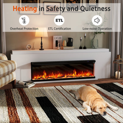 36/40/50/60 Inch Wide 3-Sided Electric Fireplace Insert with Remote Control and 12 Flame Colors