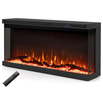 36/40/50/60 Inch Wide 3-Sided Electric Fireplace Insert with Remote Control and 12 Flame Colors