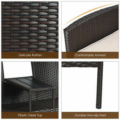 Juego moderno de conversación para patio con mesa de café integrada y cojines - Beige