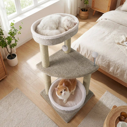 Cat Tree with Plush Perches and Scratching Posts
