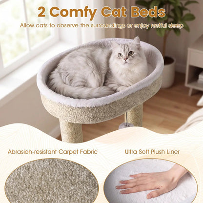 Cat Tree with Plush Perches and Scratching Posts