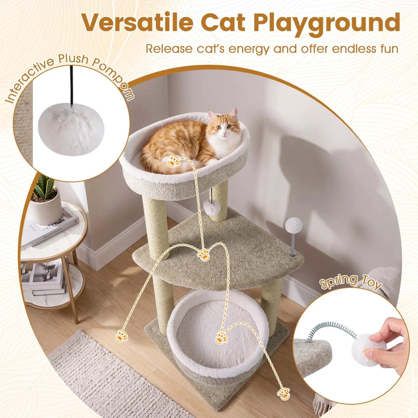 Cat Tree with Plush Perches and Scratching Posts