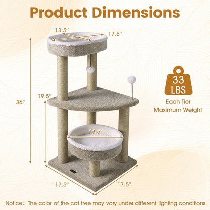 Cat Tree with Plush Perches and Scratching Posts