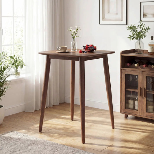 DirectDeals counter height bar table 36-inch with solid rubberwood legs, warm brown finish, three tapered legs on Tampa Home & Garden Store