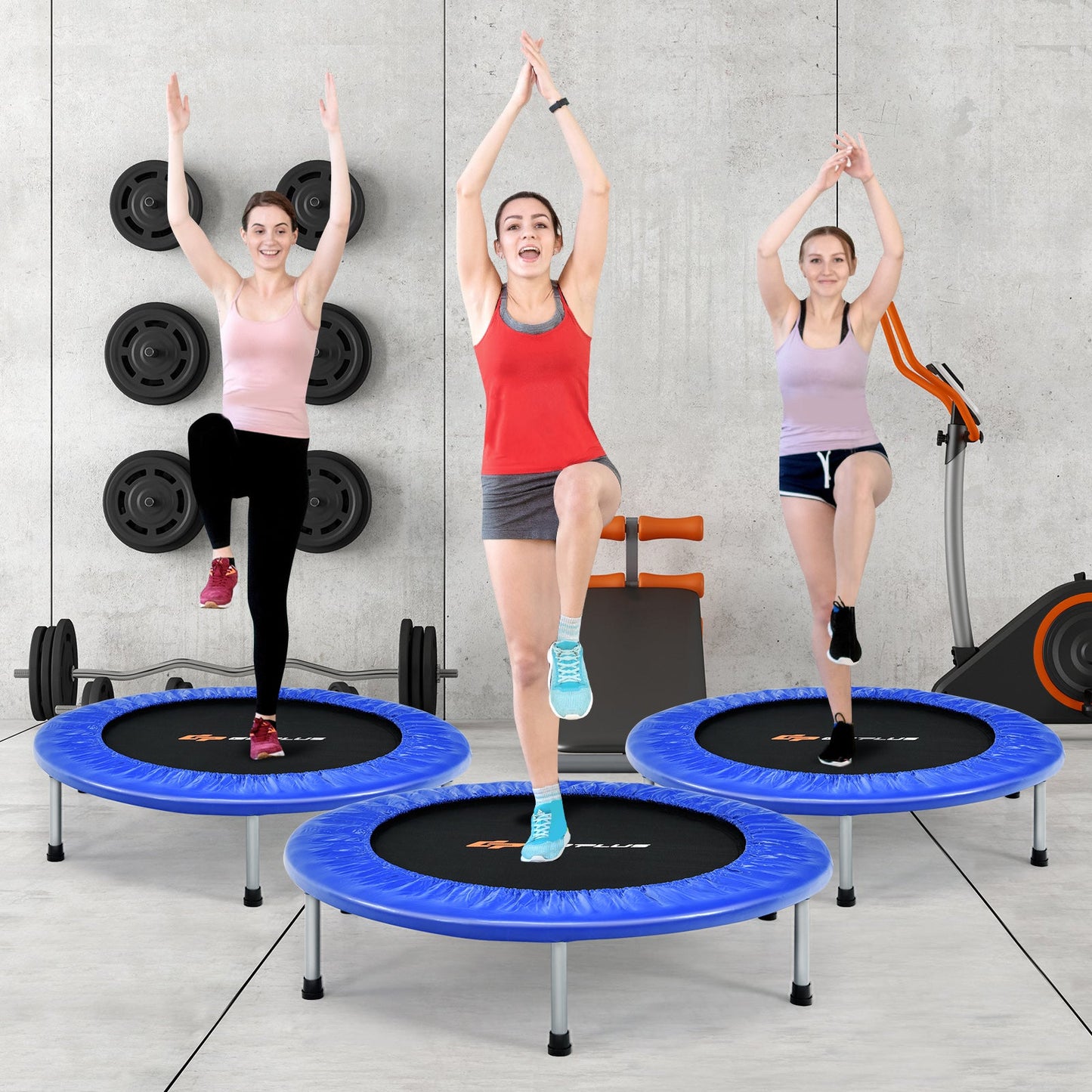 DirectDeals 36 Inch mini folding trampoline rebounder with blue-edge rims for portable fitness on Tampa Home & Garden Store