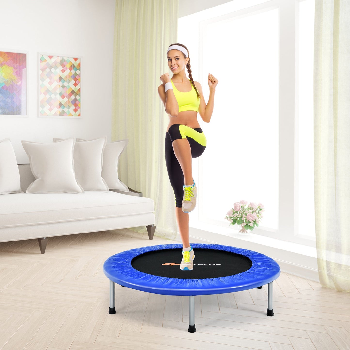 DirectDeals 36 Inch mini folding trampoline blue frame recreational rebounder on Tampa Home & Garden Store
