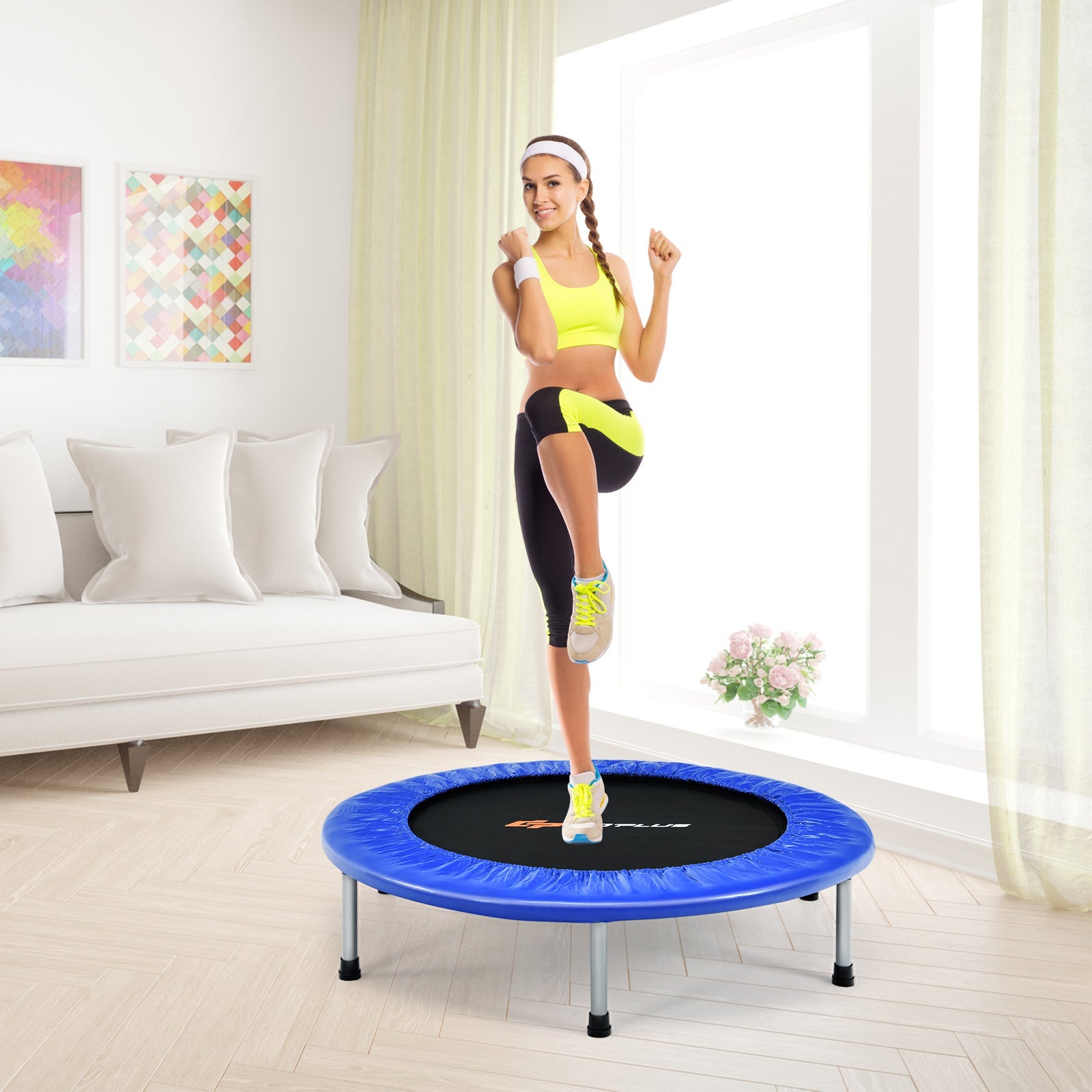 DirectDeals 36 Inch mini folding trampoline blue frame recreational rebounder on Tampa Home & Garden Store