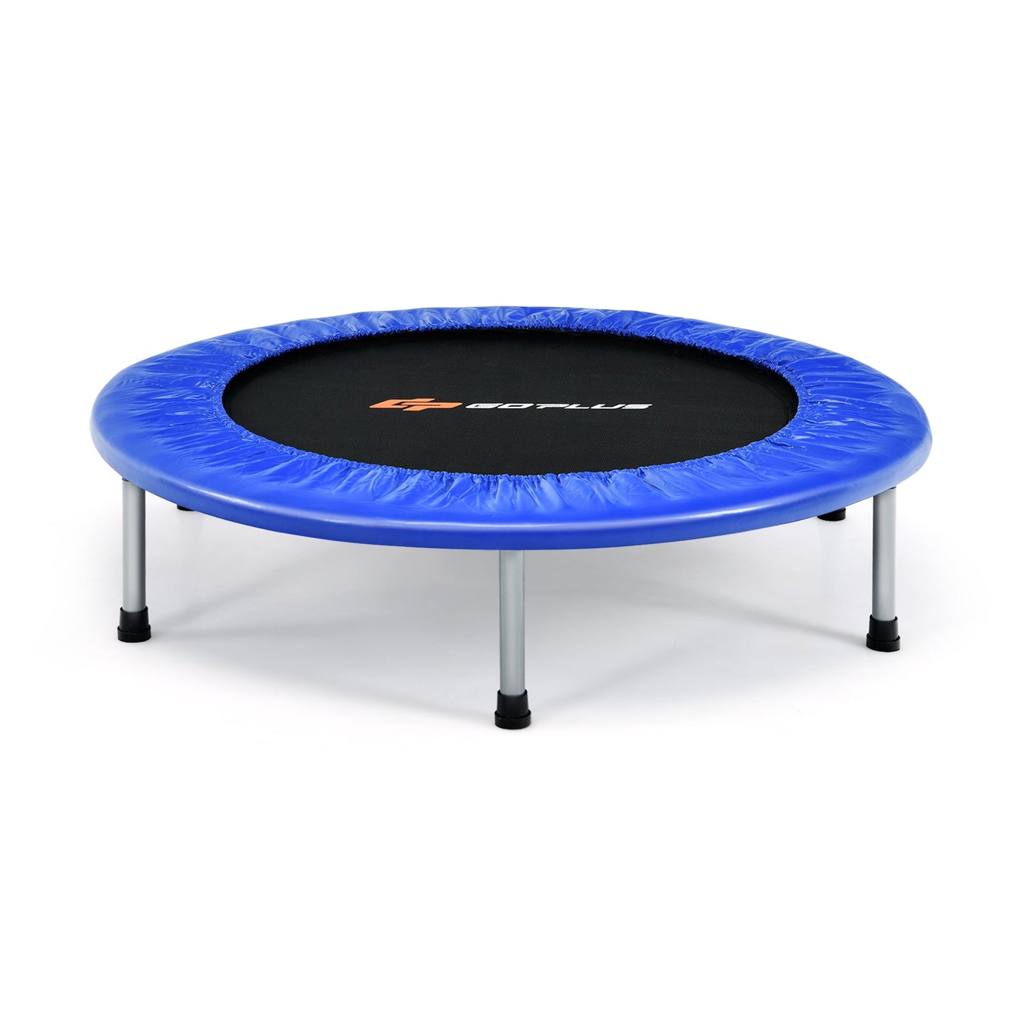 36 inch DirectDeals mini folding trampoline rebounder with blue padded edge and black jumping surface on Tampa Home & Garden Store