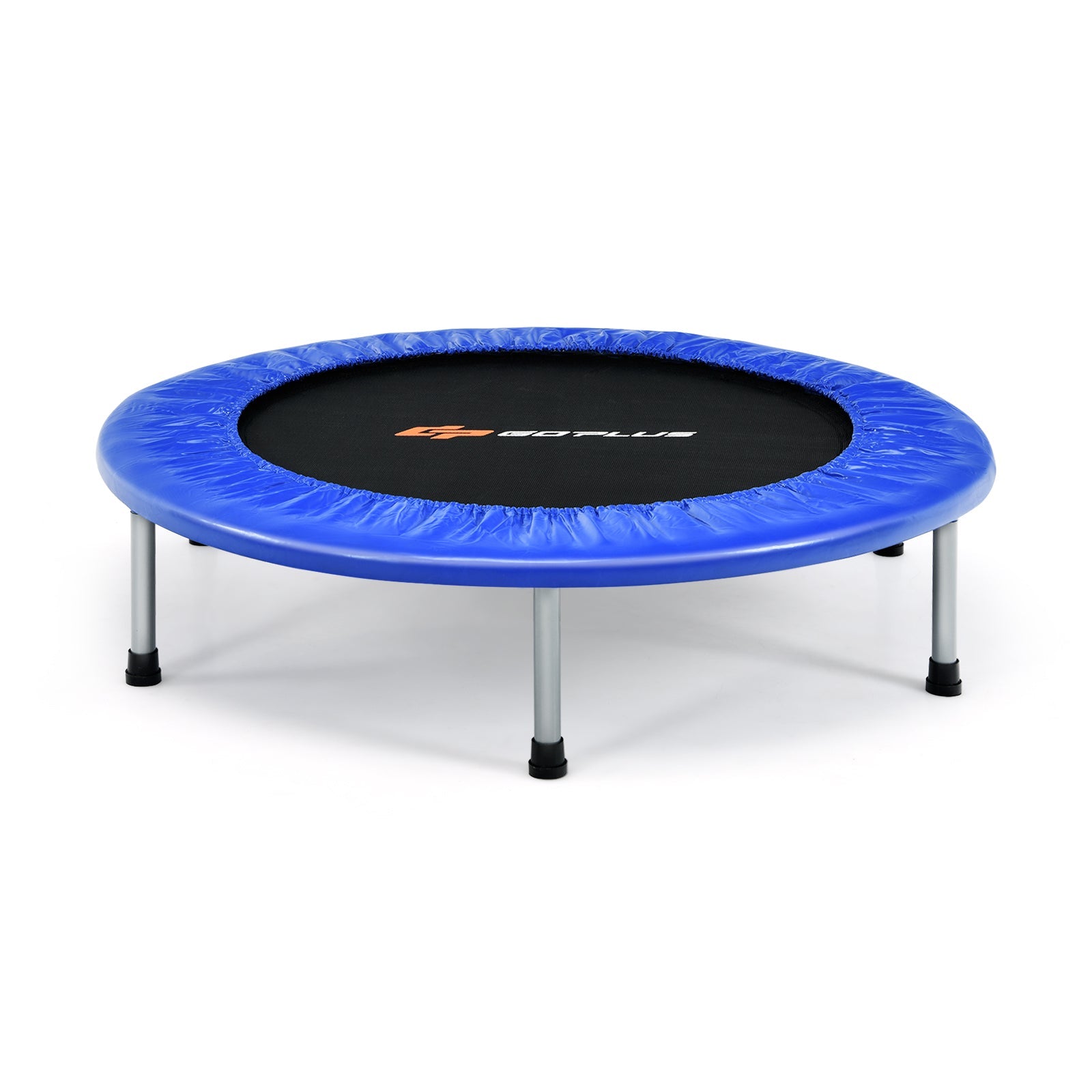 36 inch DirectDeals mini folding trampoline rebounder with blue padded edge and black jumping surface on Tampa Home & Garden Store