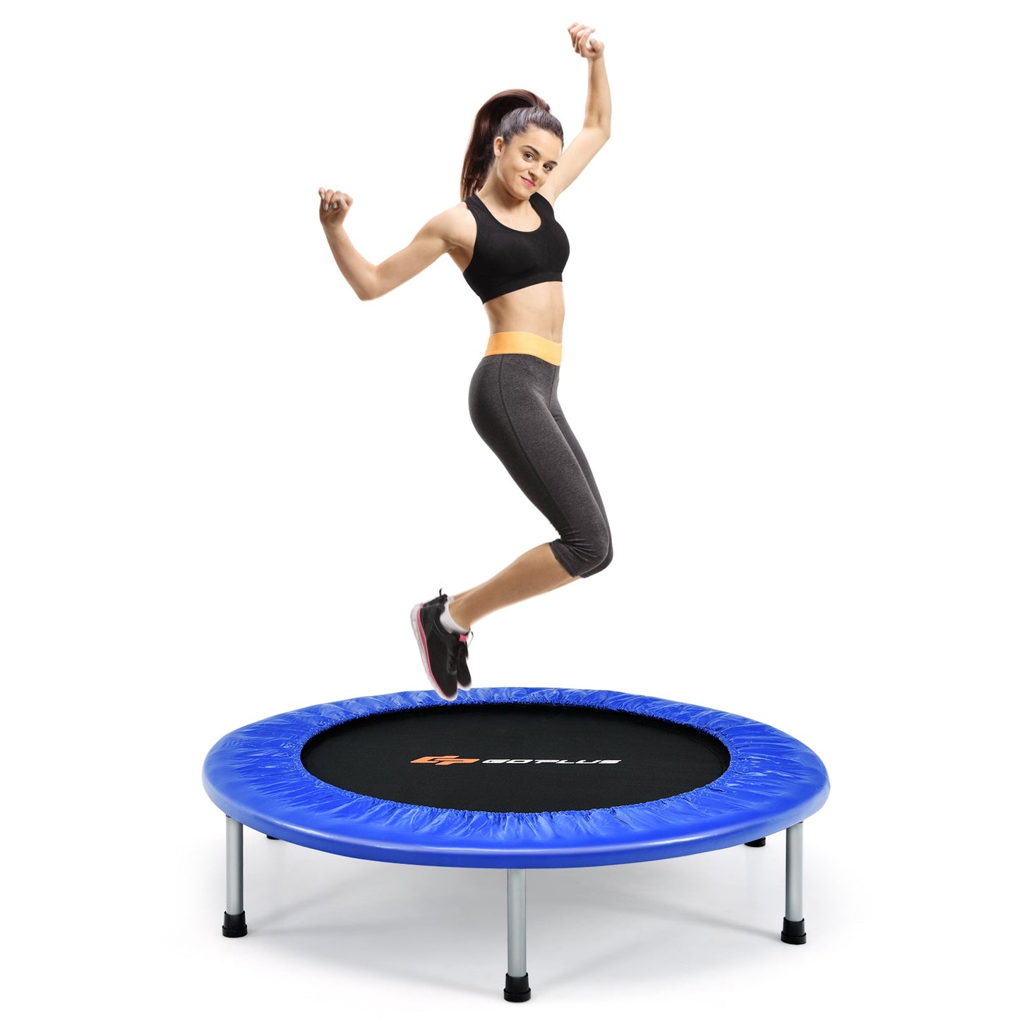 36 Inch mini folding trampoline rebounder blue frame with black mat DirectDeals on Tampa Home & Garden Store