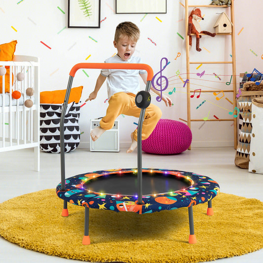 36 Inch Mini Trampoline with Colorful LED Lights and Bluetooth Speaker-Multicolor - Tampa Home & Garden Store