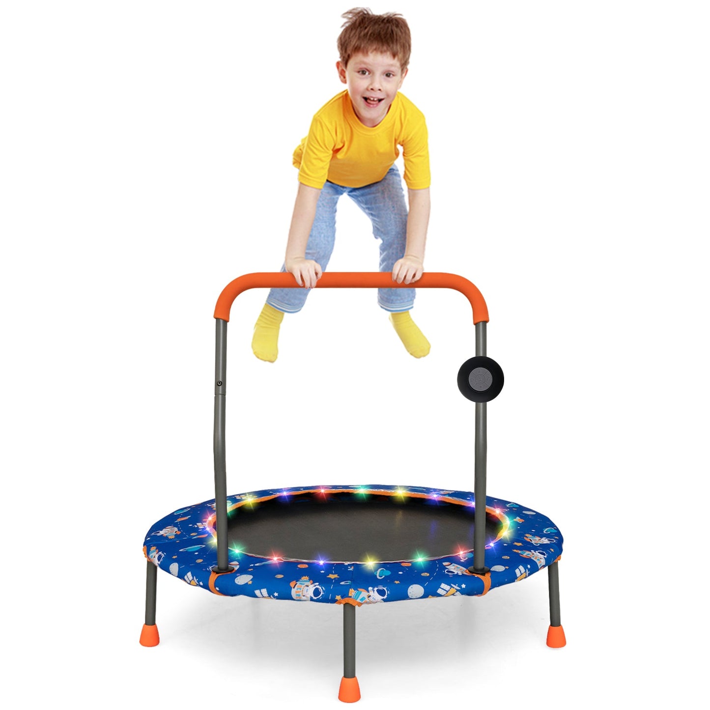 36 Inch Mini Trampoline with Colorful LED Lights and Bluetooth Speaker-Multicolor