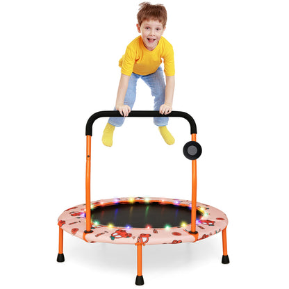 36 Inch Mini Trampoline with Colorful LED Lights and Bluetooth Speaker-Multicolor