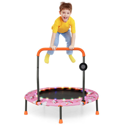 36 Inch Mini Trampoline with Colorful LED Lights and Bluetooth Speaker-Multicolor