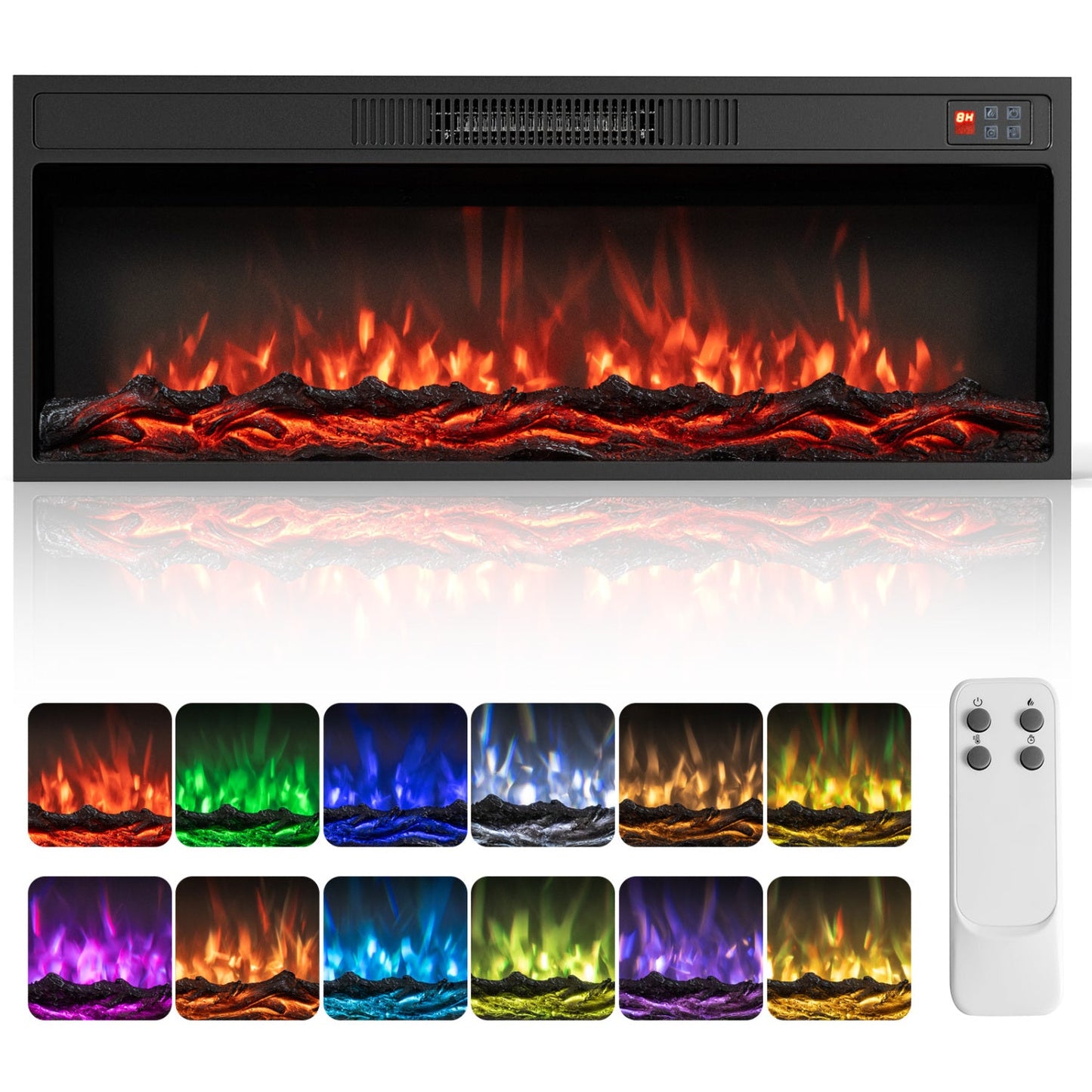Recessed electric fireplace heater DirectDeals with remote, black finish on Tampa Home & Garden Store