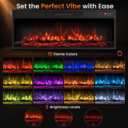 DirectDeals recessed electric fireplace heater with remote control, 12 flame colors on Tampa Home & Garden Store