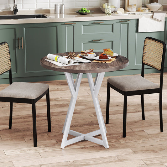 36 Inch Round Dining Table with Metal Pedestal Base-Natural - Tampa Home & Garden Store