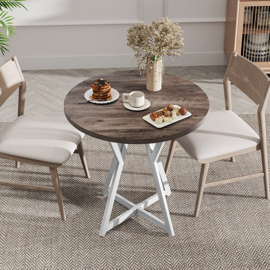 36 Inch Round Dining Table with Metal Pedestal Base-Natural - Tampa Home & Garden Store