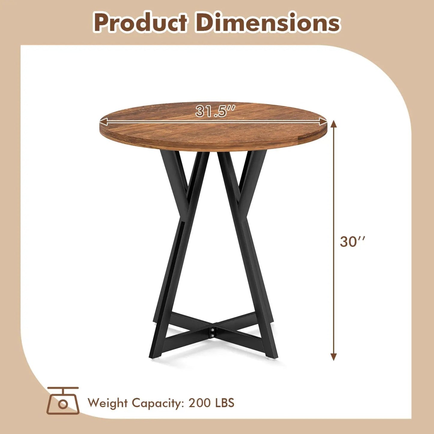 Round Dining Table 36 Inch with Pedestal Base