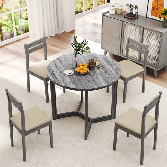36 Inch Round Wood Dining Table for 2-4 People with Wing-shaped Pedestal Base-Black - Tampa Home & Garden Store