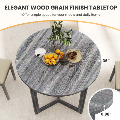 36 Inch Round Wood Dining Table for 2-4 People with Wing-shaped Pedestal Base-Black