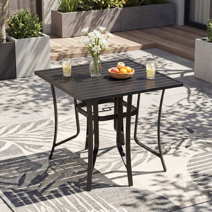 36in Square Patio Table with Umbrella Hole Black