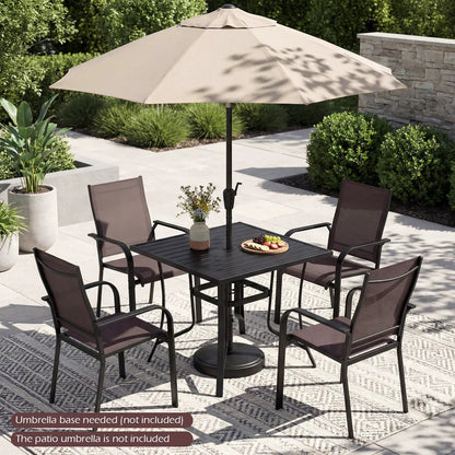 36in Square Patio Table with Umbrella Hole Black
