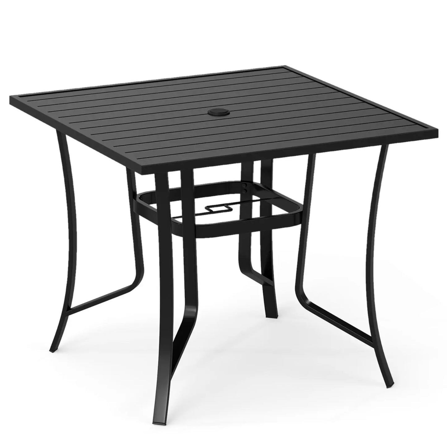 36in Square Patio Table with Umbrella Hole Black