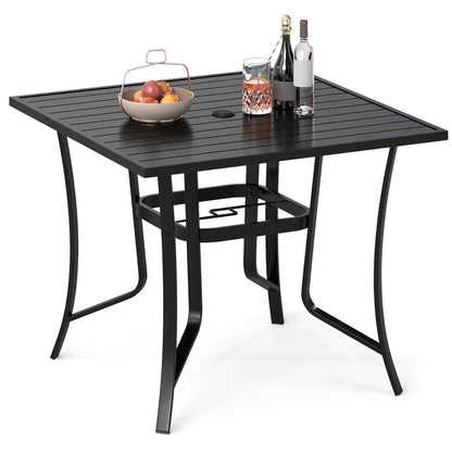 36in Square Patio Table with Umbrella Hole Black