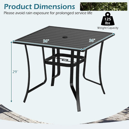 36in Square Patio Table with Umbrella Hole Black