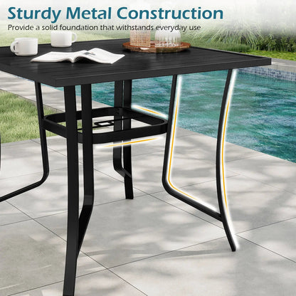 36in Square Patio Table with Umbrella Hole Black