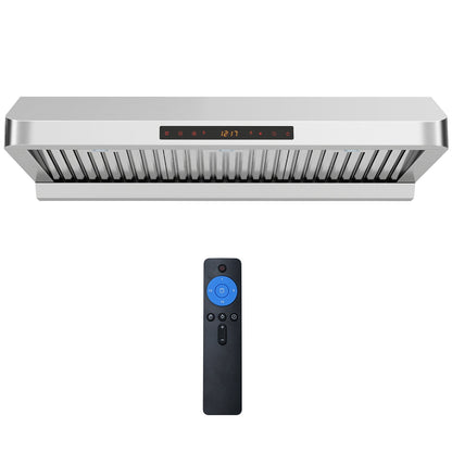 36 Inch Under Cabinet Range Hood 900 CFM Kitchen Stove Vent with Oil Collector-Silver
