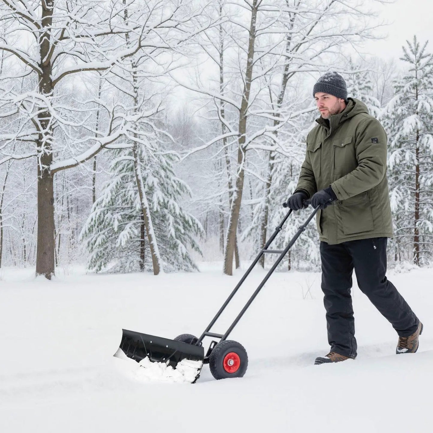 36 inch snow shovel with wheels and adjustable angle in black by DirectDeals on Tampa Home & Garden Store