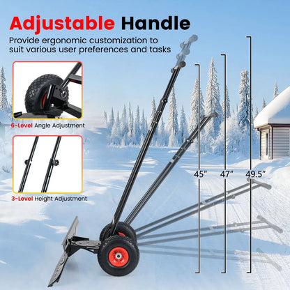 DirectDeals 36-inch snow shovel with wheels, black adjustable-angle handle on Tampa Home & Garden Store
