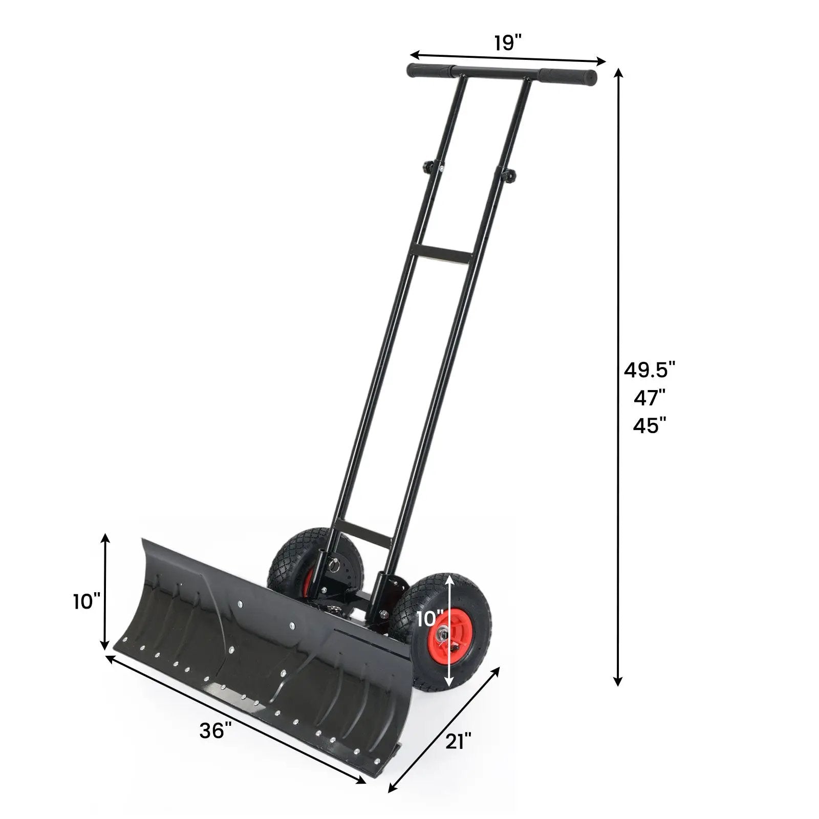 36-Inch snow shovel with wheels, adjustable angle, black DirectDeals on Tampa Home & Garden Store