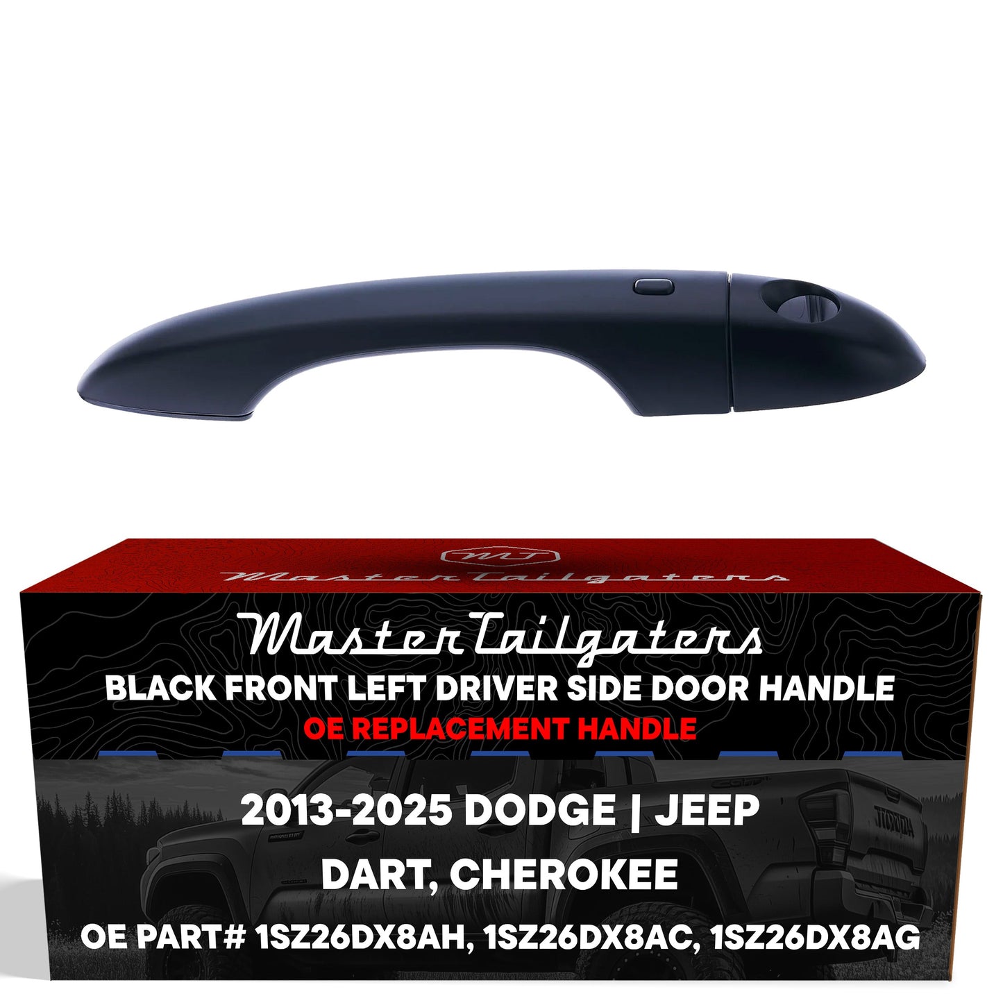 Exterior door handle black, front-left with keyhole for Dodge Dart and Jeep Cherokee on Tampa Home & Garden Store