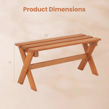 Outdoor Wood Bench Set 2 36 Inch Patio Seating